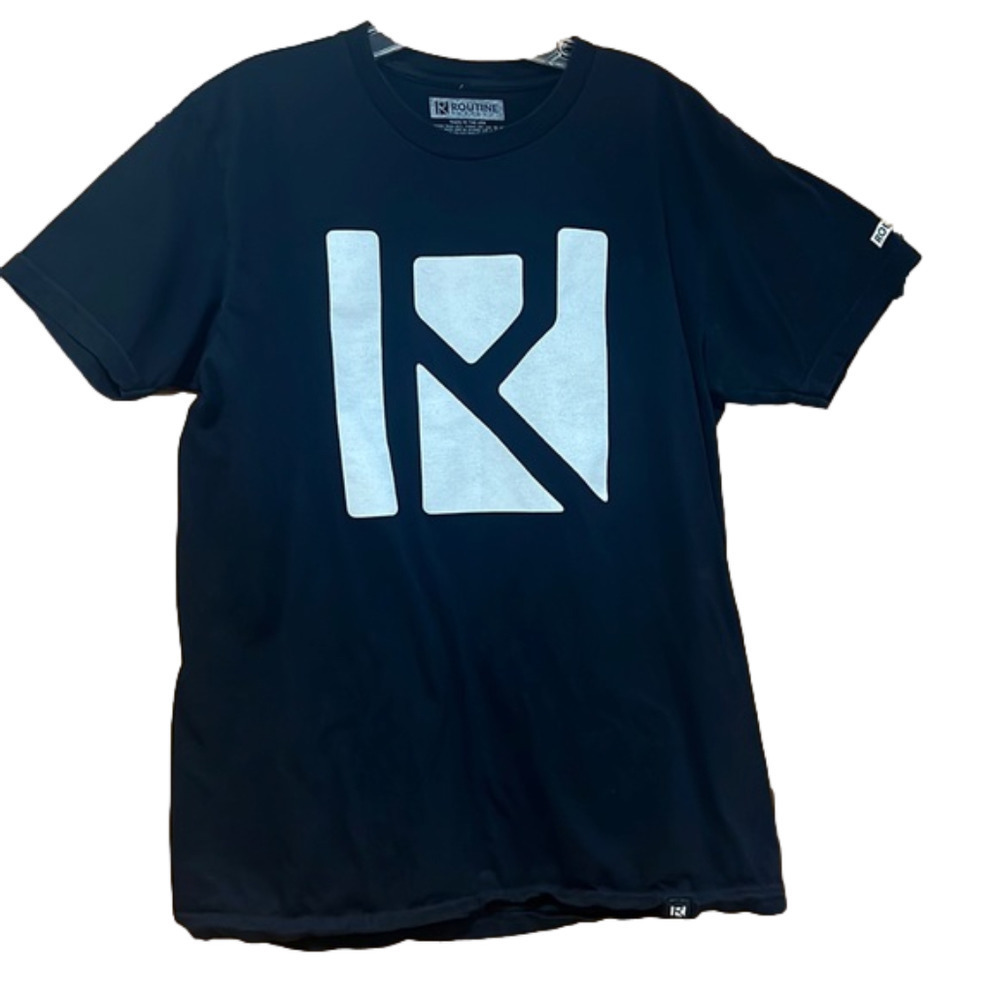 Routine Baseball Black T Shirt Men's Large